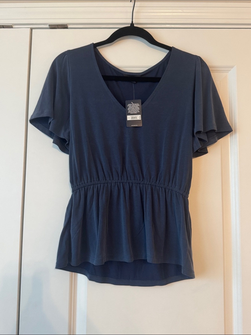 Lucky Brand Dusty Blue V-Neck Peplum Top